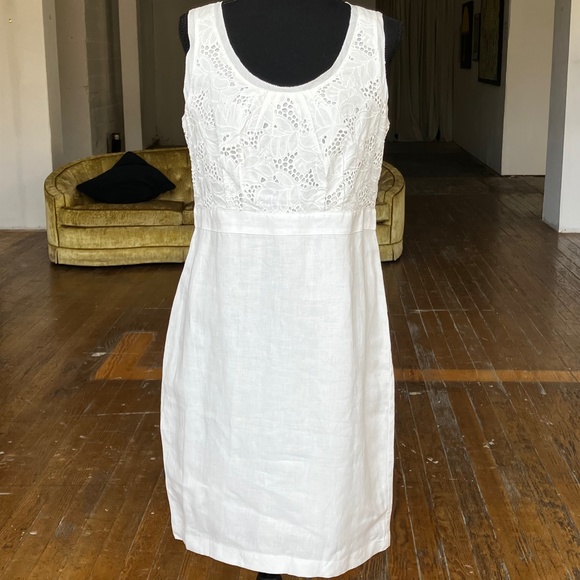 LOFT Dresses & Skirts - Ivory, cotton and linen sleeveless dress